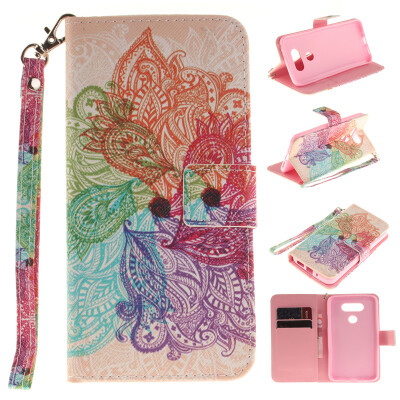 

Colorful flowers Design PU Leather Flip Cover Wallet Card Holder Case for LG G5