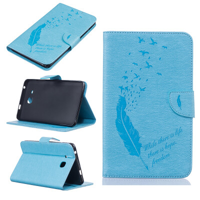 

Light blue feathers Style Embossing Classic Flip Cover with Stand Function and Credit Card Slot for SAMSUNG GALAXY Tab A 7.0 T280