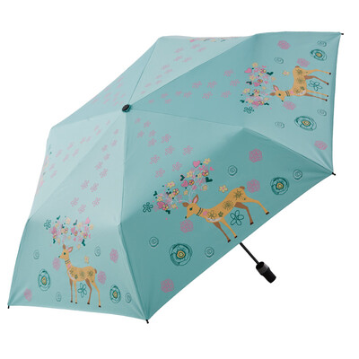 

Jingdong Supermarket] heaven umbrella umbrella three fold inlaid 6 bone double saddle skeleton ultra-light all shade black rubber sunscreen 53cm × 6K 30222EJC Smart deer 3 #