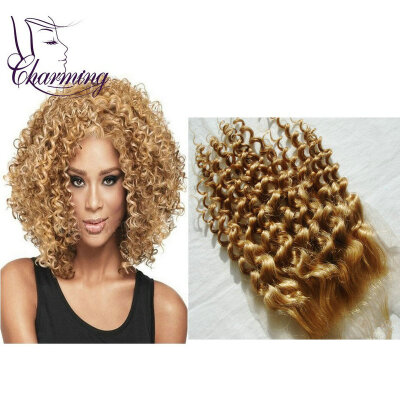 

Blonde Lace Closure 4x4 Brazilian Blonde Kinky Curly Virgin Hair Full Lace Front Closure With Baby Hair