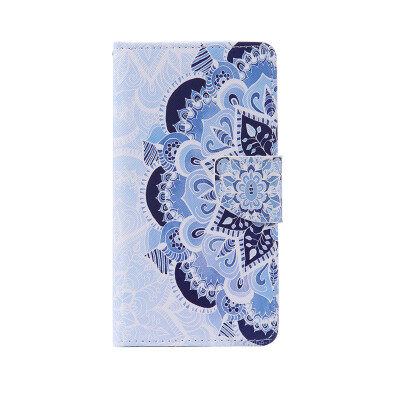 

Blue Flower Design PU Leather Flip Cover Wallet Card Holder Case for LG LS770