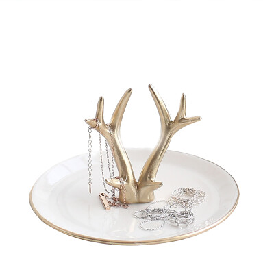 

【Jingdong Supermarket】 rice home to send his girlfriend creative ceramic technology antler jewelry storage plate display desktop decorations decorations gifts