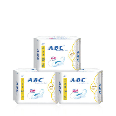 

ABC slim cotton soft daily sanitary napkin 3 pack 240mm 8 pieces bag old&new packaging random delivery