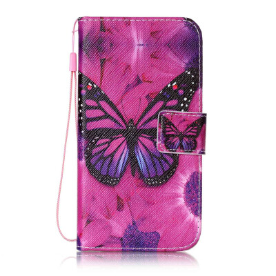 

Black Butterfly Design PU Leather Flip Cover Wallet Card Holder Case for Samsung Galaxy J5