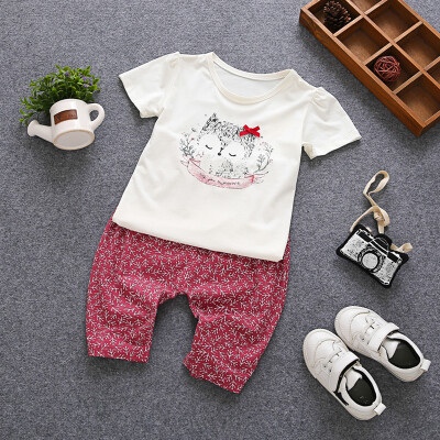 

Ou Mai Beibei children's clothing children's pants harem pants children's summer short-sleeved sets M0060 sprouting fox 120 yards