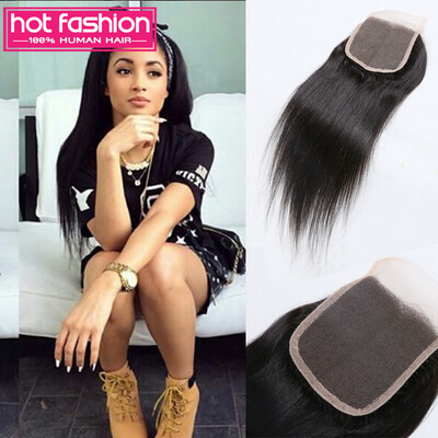 

Brazillian Silky Straight Hair Closure Бразильское кружевное закрытие Прямое кружевное закрытие Отбеленные узлы Горячая мода Дешевые волосы