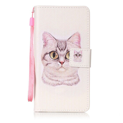 

Короткие волосы Cat Дизайн PU кожа флип Обложка Кошелек Карты Держатель чехол для Sony Xperia XA