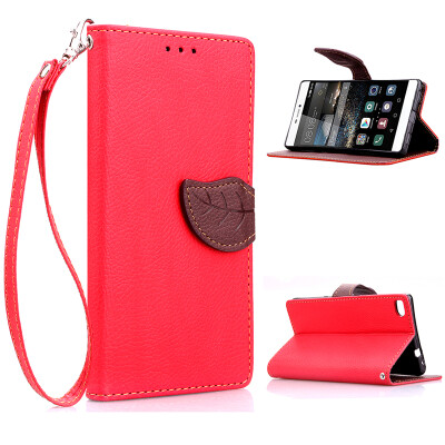 

Red Design PU Leather Flip Cover Wallet Card Holder Case for Huawei Ascend P8