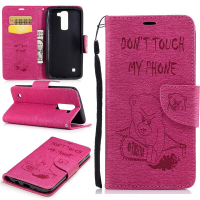 

Rose Bear Style Embossing Classic Flip Cover with Stand Function and Credit Card Slot for LG K7/K8