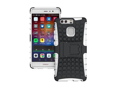 

Huawei P9 CaseGangxun Heavy Duty Armor Dual Layer Rugged Hybrid Hard Shockproof Case with Kickstand for Huawei P9 Cover white