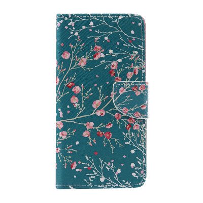 

Blue Apricot Tree Design PU Leather Flip Cover Wallet Card Holder Case for LG V10