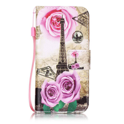 

Flower Tower Design PU Leather Flip Cover Wallet Card Holder Case for Apple iPhone 6S