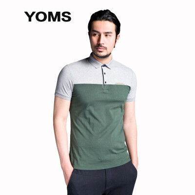 

Yushi (YOMS) short-sleeved POLO shirt men' fight color cotton business casual lapel short sleeve T-shirt 52225017 green