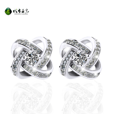 

City jade light fashion bright 925 silver earrings