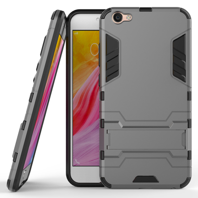 

Gray Slim Robot Armor Kickstand Shockproof Hard Rugged Rubber Back Case For VIVO Y67