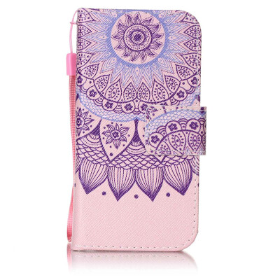 

Purple Sunflower Design PU Leather Flip Cover Wallet Card Holder Case for LG K8