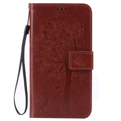 

Brown Tree Design PU Leather Flip Cover Wallet Card Holder Case for LG G4