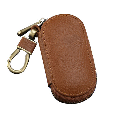 

Huashi car key bag yellow brown men&women universal key bag key ring buckle
