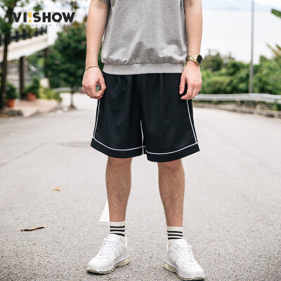 

Wei Xiu viishow casual shorts male sports shorts men' pants pants white stripes edge KD11991721 black