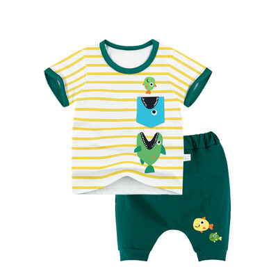 

Yue Tong Lai children's suit summer boy short-sleeved T-shirt harem pants summer suit Y1925 pocket small fish 120