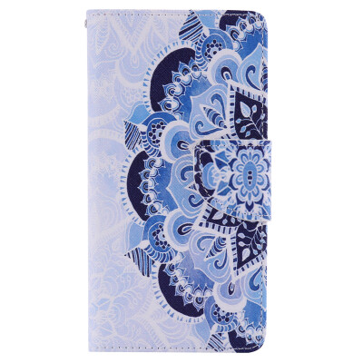 

Blue Flower Design Кожа PU откидной крышки Кошелек Карты Держатель чехол для SONY M5