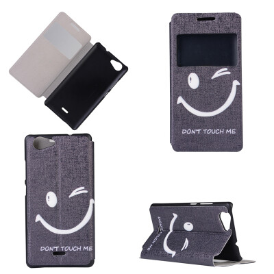 

Naughty Smile Design PU Leather Flip Cover Wallet Card Holder Case for Wiko Pulp Fab