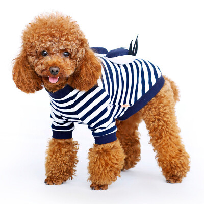 

Huapeng Pet hoopet dog clothes spring&autumn than the bear Teddy puppies puppies feet transfiguration striped shirt blue&white S