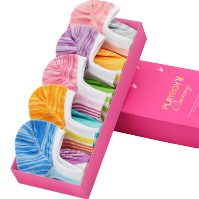 

Playboy 2267 Summer Invisible Socks Female Non-slip Shampoo Socks Socks Socks Cotton Socks Thin 5 Multicolor No Size