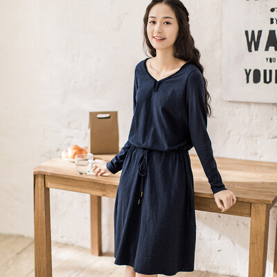 

Yan Man (INMAN) с длинными рукавами платье V-образным вырезом длинное платье Navy blue L 1861101090