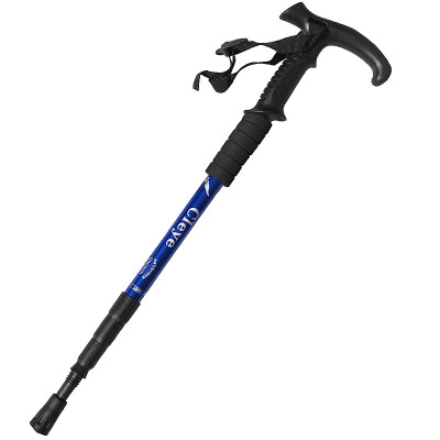 

The best cane hiking stick four outdoor retractable crutch blue