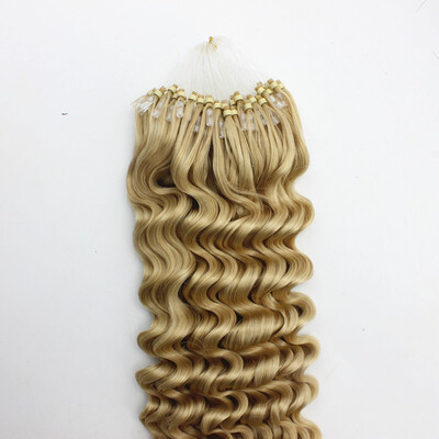 

100 Brazilian Virgin Remy Hair 22 Blonde Deep Wave Micro Bead Loop Ring Hair Extensions 1gs
