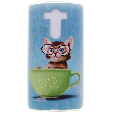 

Glasses cat Pattern Soft Thin TPU Rubber Silicone Gel Case Cover for LG G3