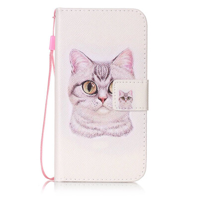 

Short Hair Cat Design PU Leather Flip Cover Wallet Card Holder Case for Samsung Galaxy S6/G9200