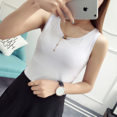 

VIVAHEART Korean casual fashion solid color V neck vest sleeveless jacket female VWBX174137 white