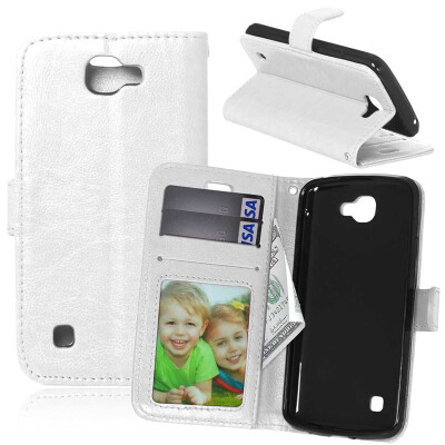 

White Style Classic Flip Cover with Stand Function and Credit Card Slot for LG Optimus Zone 3