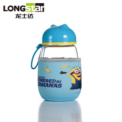 

LONGSTAR small yellow meow star men and women with glass handle with a student anti-hot sports cup 500ml with cup sets CH-8135 sky blue