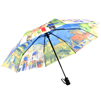 

Cmon Eight countries oil painting umbrella self-opening automatic umbrella three folding business double umbrella male&female personality umbrella color A110