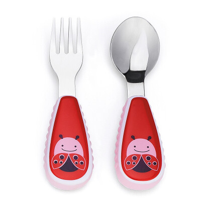 

SKIP HOP cute zoo stainless steel fork spoon tableware combination cartoon pattern child fork spoon suit - beetle more than 12 months