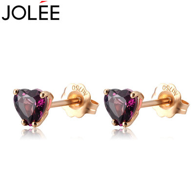 

Yu Lan JOLEE18K gold garnet earrings love earrings earrings with 18K gold ear wall to send his girlfriend honor his wife gift rose gold