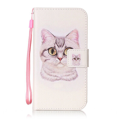 

Short Hair Cat Design PU Leather Flip Cover Wallet Card Holder Case for LG X Screen