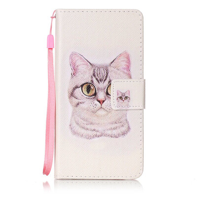 

Short Hair Cat Design PU Leather Flip Cover Wallet Card Holder Case for Huawei Honor 8