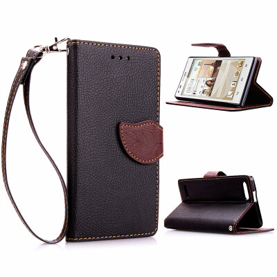 

Black Design PU Leather Flip Cover Wallet Card Holder Case for Huawei Ascend G6