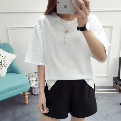 

VIVAHEART Korean casual fashion solid color round neck T-shirt short-sleeved jacket female VWTD174138 white