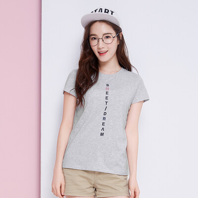 

Semir T-shirt short-sleeved T-shirt female summer simple round neck letters printed comfortable straight 12216000352 bleached L