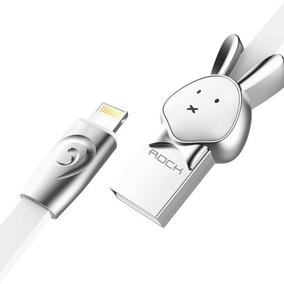 

ROCK Cartoon Charging Cable for iPhoneX 10 8Plus 7 6s SE 5 iPad 1m rabbit white