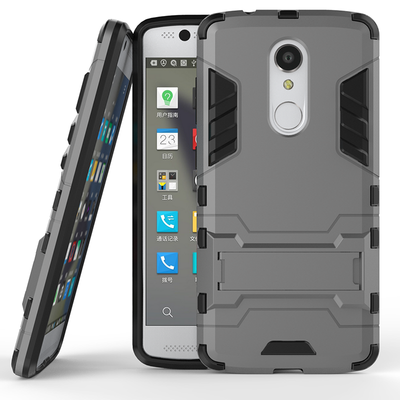 

Серый Slim Robot Armor Kickstand Ударопрочный жесткий корпус из прочной резины для ZTE AXON 7 Mini