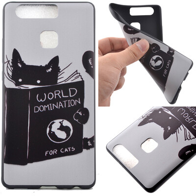 

Cat Pattern Мягкий тонкий ТПУ резиновый силиконовый гель Дело Чехол для HUAWEI P9