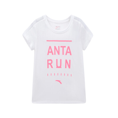 

Anta (ANTA) children's clothing girls short-sleeved sweater children's short-sleeved T-shirt 36724146 pure white 160