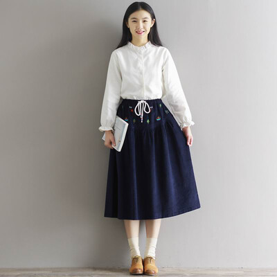 

CITYPLUS Mori Faculty of Arts&Crafts Casual Wooden Earring Long Sleeve Shirt Shirt Female CWCS16Q457 White L