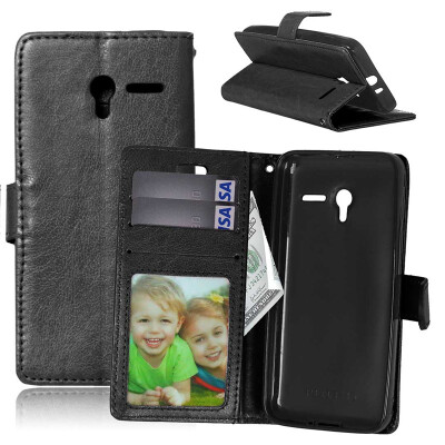 

Black Style Classic Flip Cover with Stand Function and Credit Card Slot for Alcatel Pixi 3 4.5